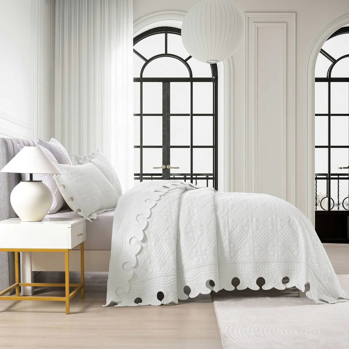 MarCielo 3PCS 100% Cotton Oversized Bedspread Set Coverlet Quilt Set TW