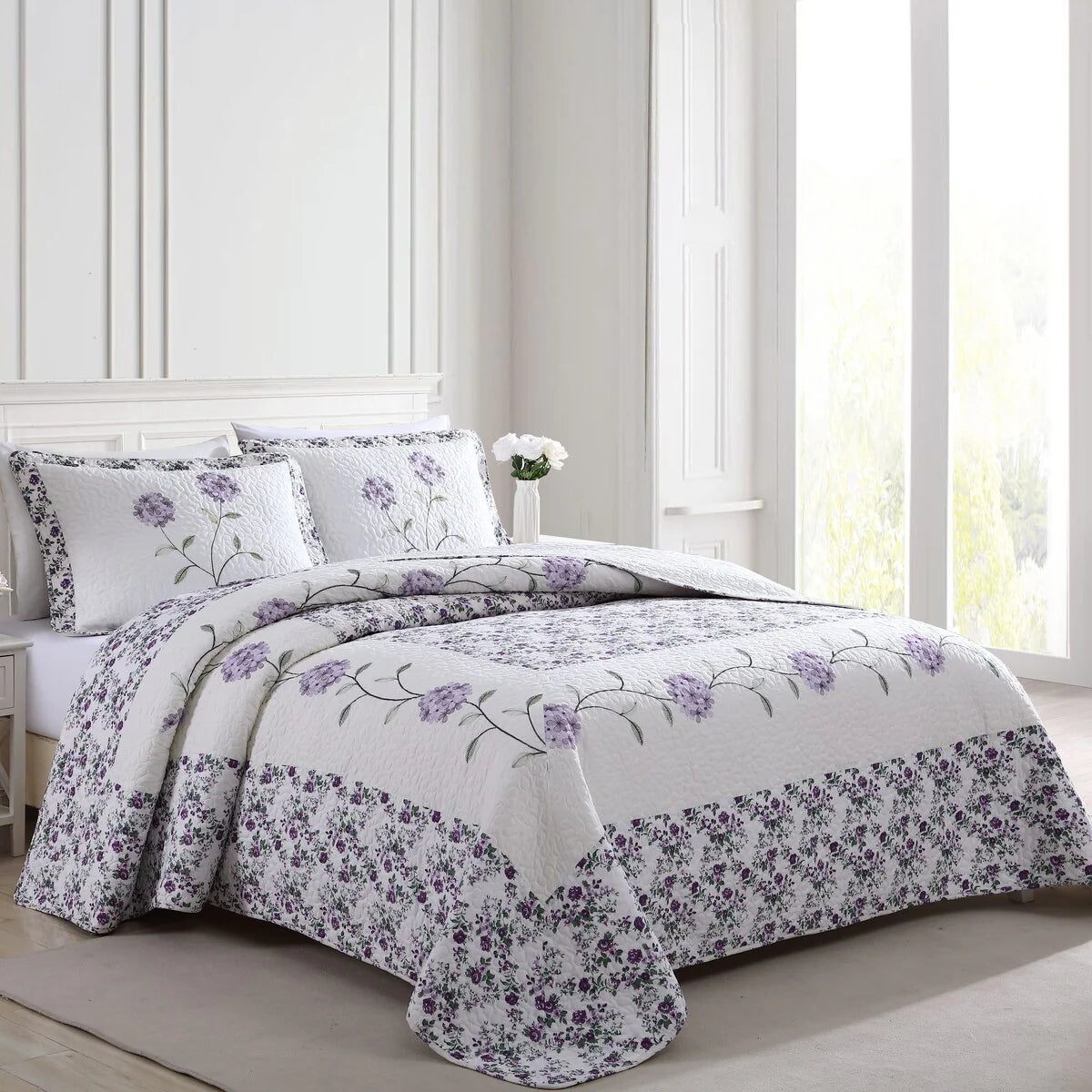 Carnation Embroidered Bedspread