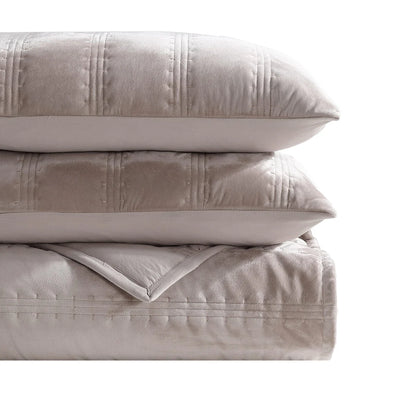 Vera Wang Velvet Linear Stitch Solid Quilt Set