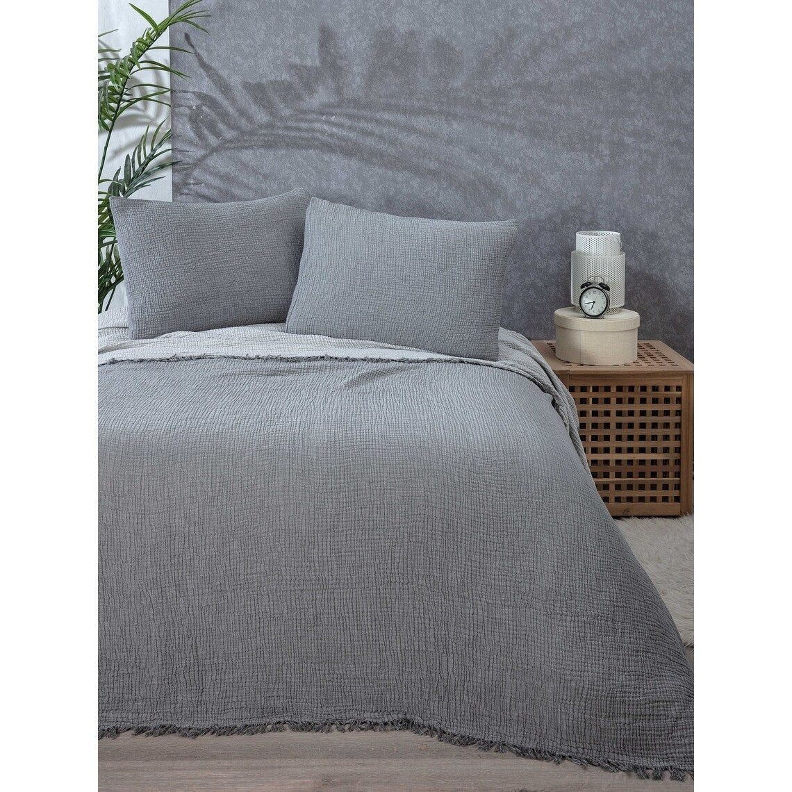 Muslin Blanket 4 Layers, Soft Bedspread, Turkish Cotton Muslin Bed Cover, Reversible Coverlet
