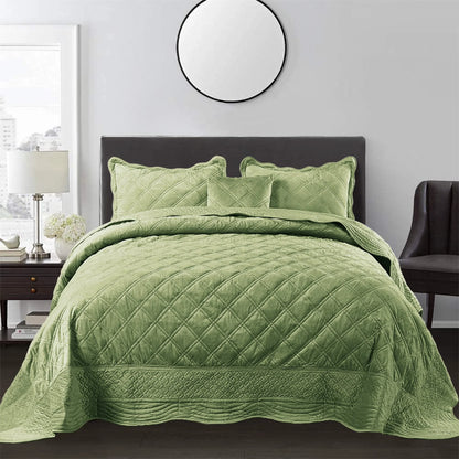Serenta Supersoft Microplush Quilted 4 Pieces Bedspread Coverlet Set