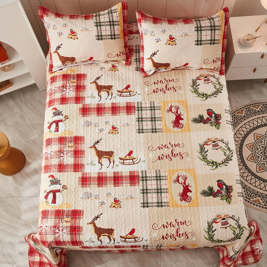 MarCielo Christmas Quilt Set Bedspread Set B021
