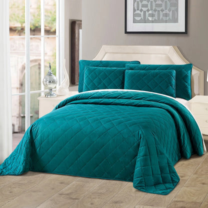 Serenta Velvet Quilts 5 Piece Ultra Soft Floor Touching Bedspread Set