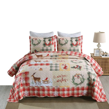MarCielo Christmas Quilt Set Bedspread Set B021
