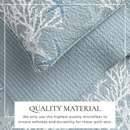 Linery & Co. Coastal Microfiber Quilt Set With Shams.