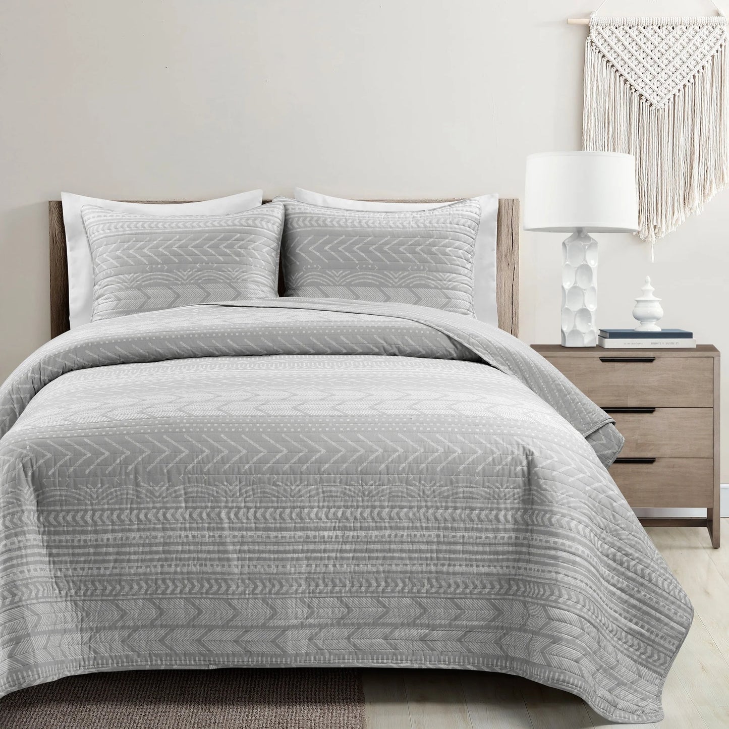 Lush Decor Hygge Geometric Pattern 3-piece Quilt Set