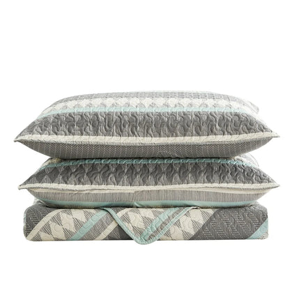 Boho Stripe Quilt Reversible 3 Piece Bohemian Design Bedding Set