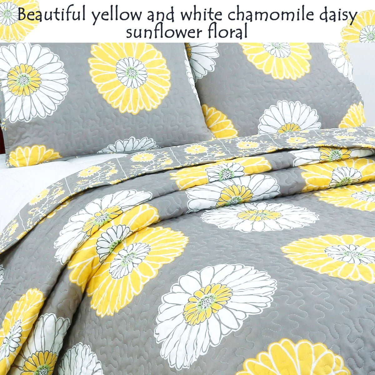 Copper Grove Craigmore Gray Yellow Floral Print Quilt Bedding Set