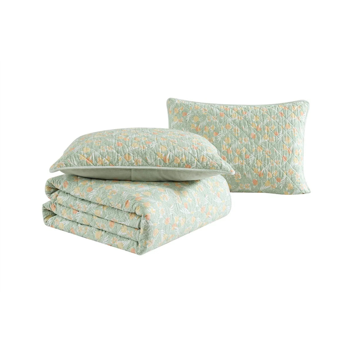 Tommy Bahama Pineapple Bloom Cotton Reversible Green Quilt Set