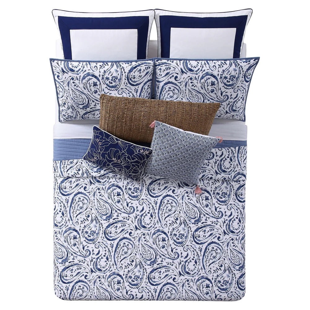 Oceanfront Resort Indienne Paisley Printed Cotton 3-Piece Quilt Set