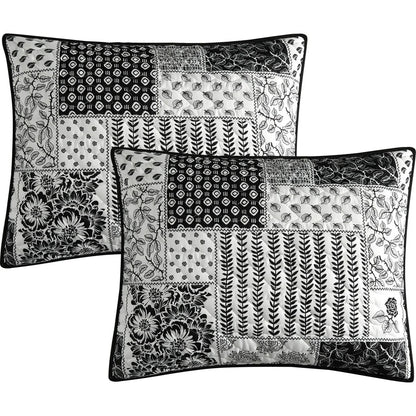 Nanshing Quinn 3 Piece Patchwork Black & White Quilt Set