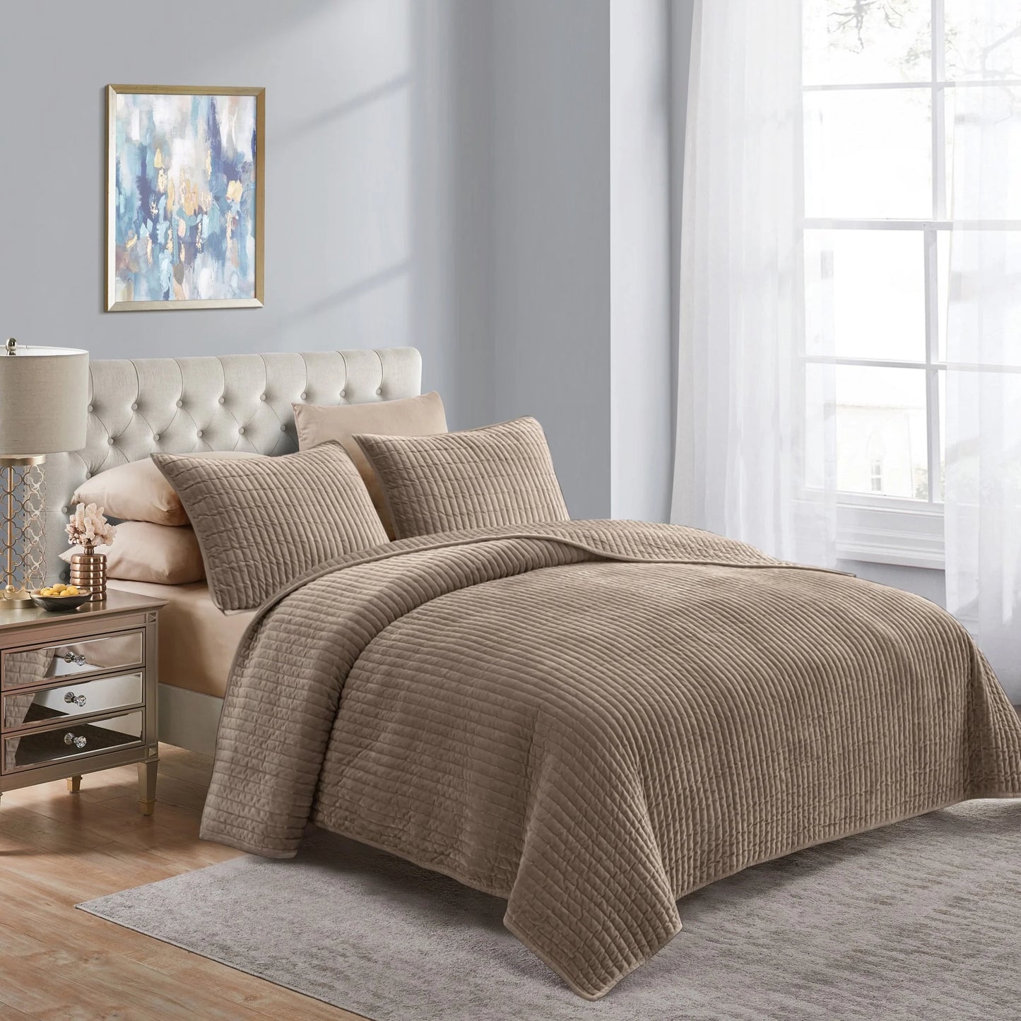 Wonderful Velvet 3 Piece Quilt Set