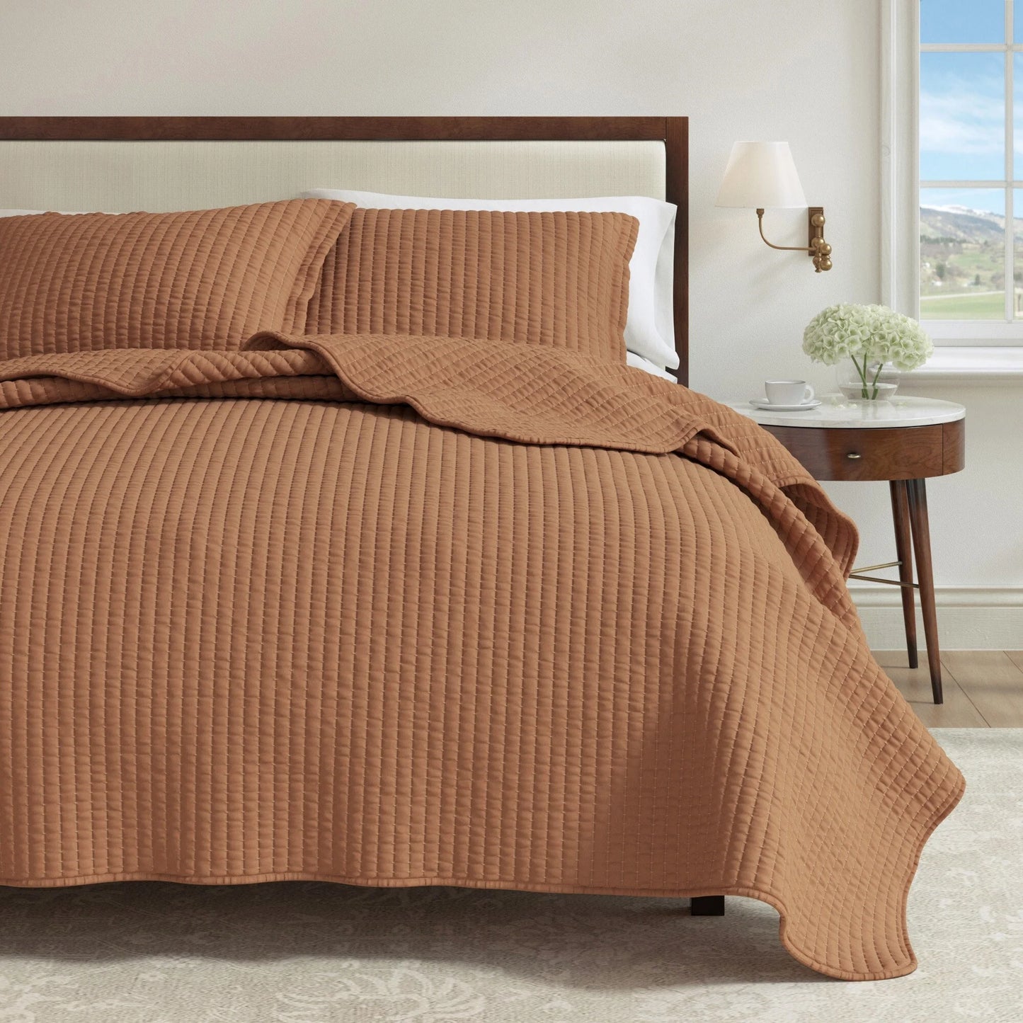 Linery & Co. Detailed Channel Stitch Microfiber Quilt Set With Shams.