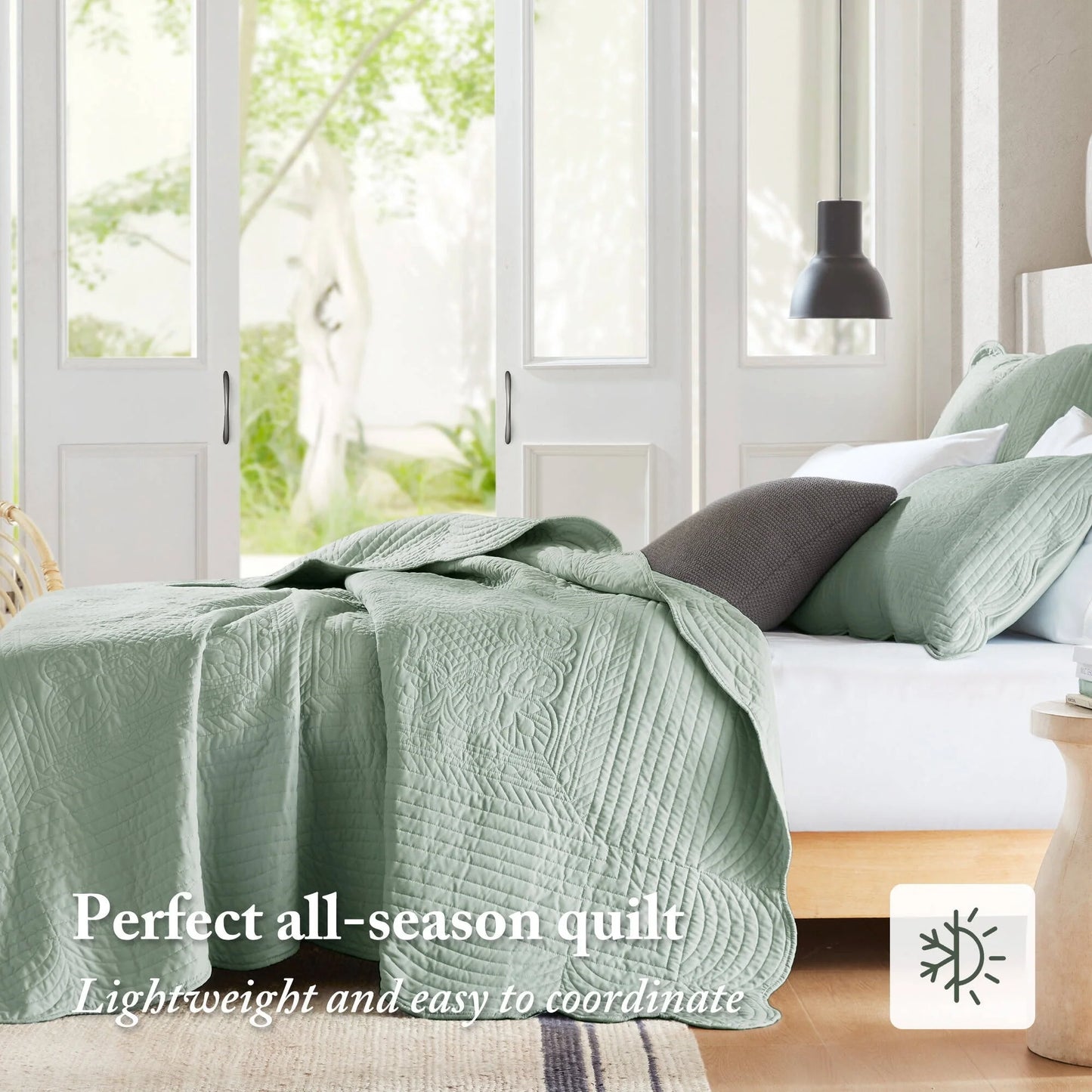 Madison Park Marino 3 Piece Reversible Scalloped Edge Quilt Set