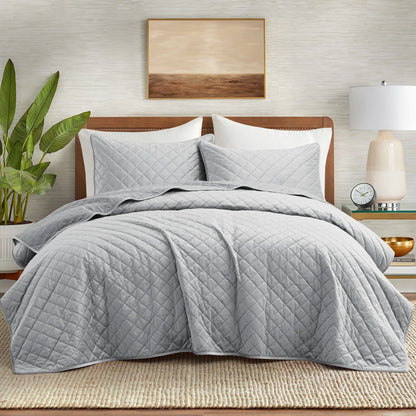 3-Piece Reversible Ultra Lighweight Coverlet Premium Microfiber Bedspread Quilt Set