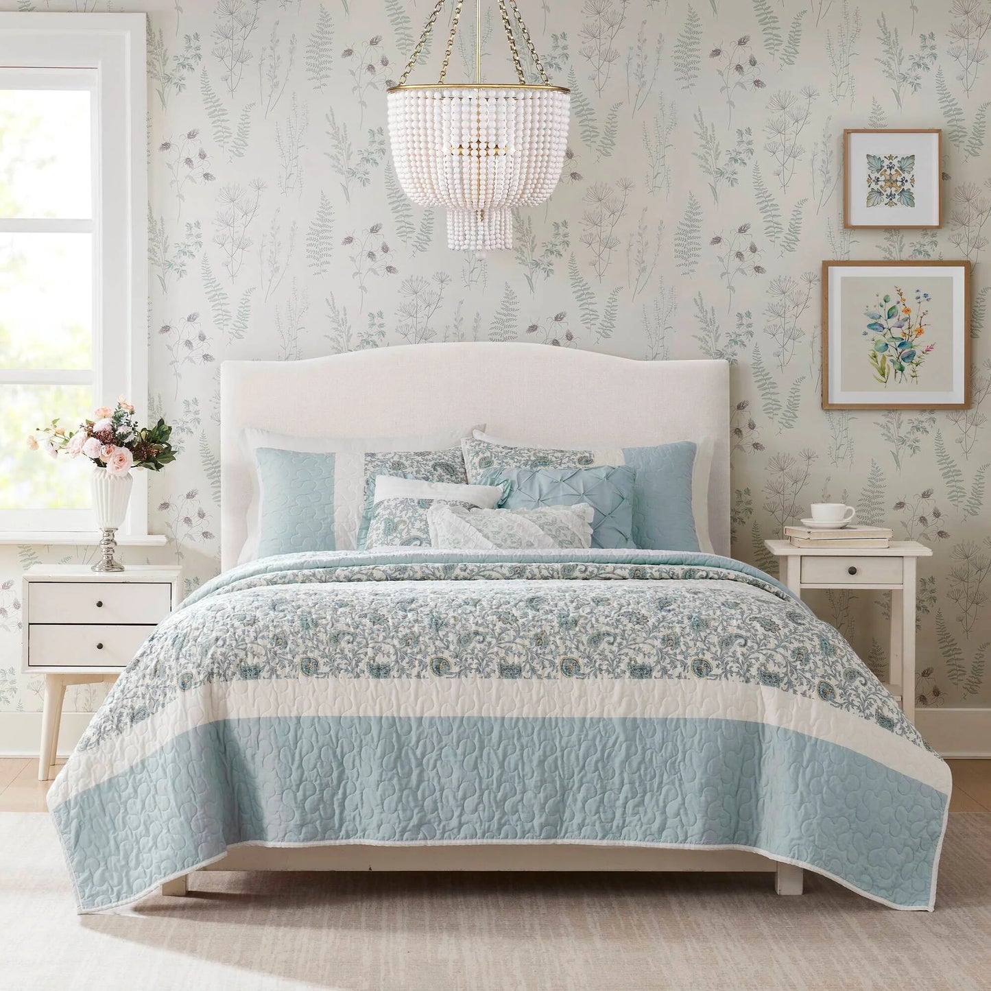 Madison Park Vanessa 6 Piece Cotton Percale Quilt Set with Throw Pillows