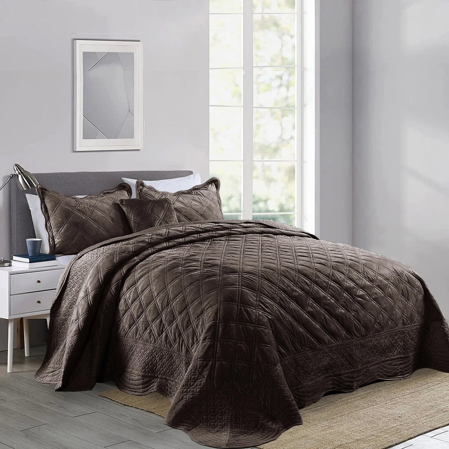 Serenta Supersoft Microplush Quilted 4 Pieces Bedspread Coverlet Set