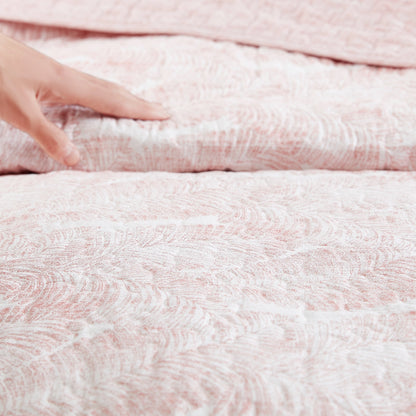 Tommy Bahama Distressed Water Leaves Cotton Reversible Quilt Set