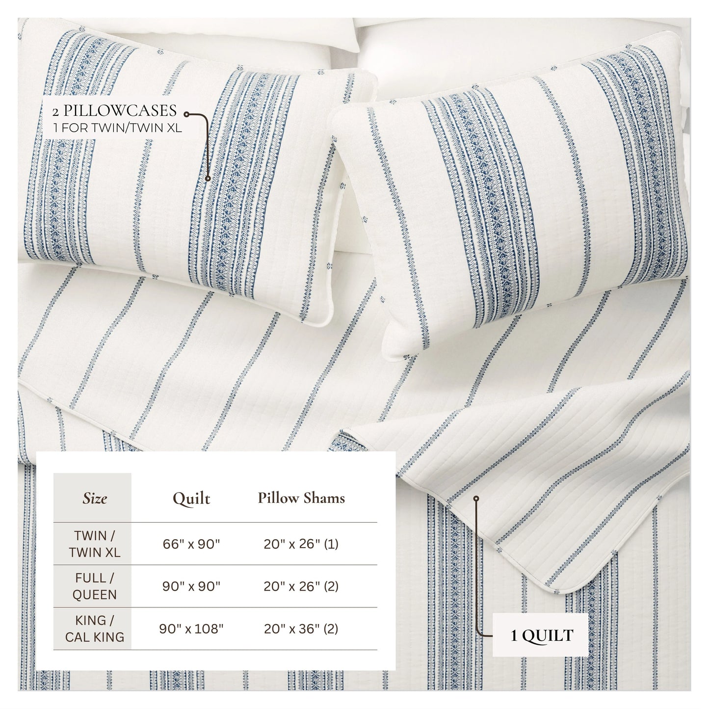 Linery & Co. Farmhouse Stripe Microfiber Quilt Set With Shams.