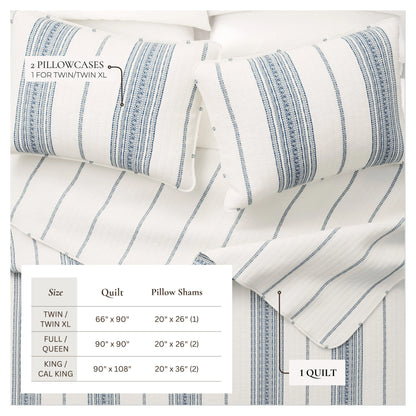 Linery & Co. Farmhouse Stripe Microfiber Quilt Set With Shams.