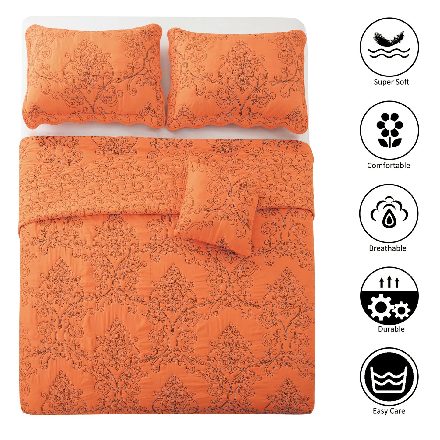 Serenta Damask Oversized 4-piece Bedspread Set