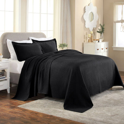 Superior Basketweave Cotton Decorative Bedspread Set
