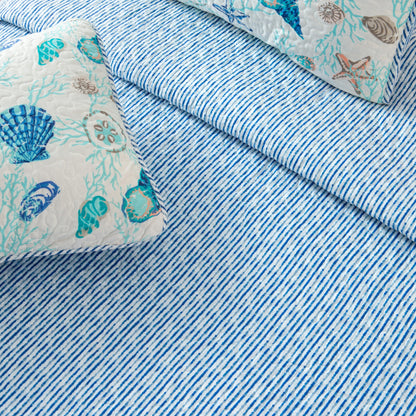 Linery & Co. Coastal Microfiber Quilt Set With Shams.