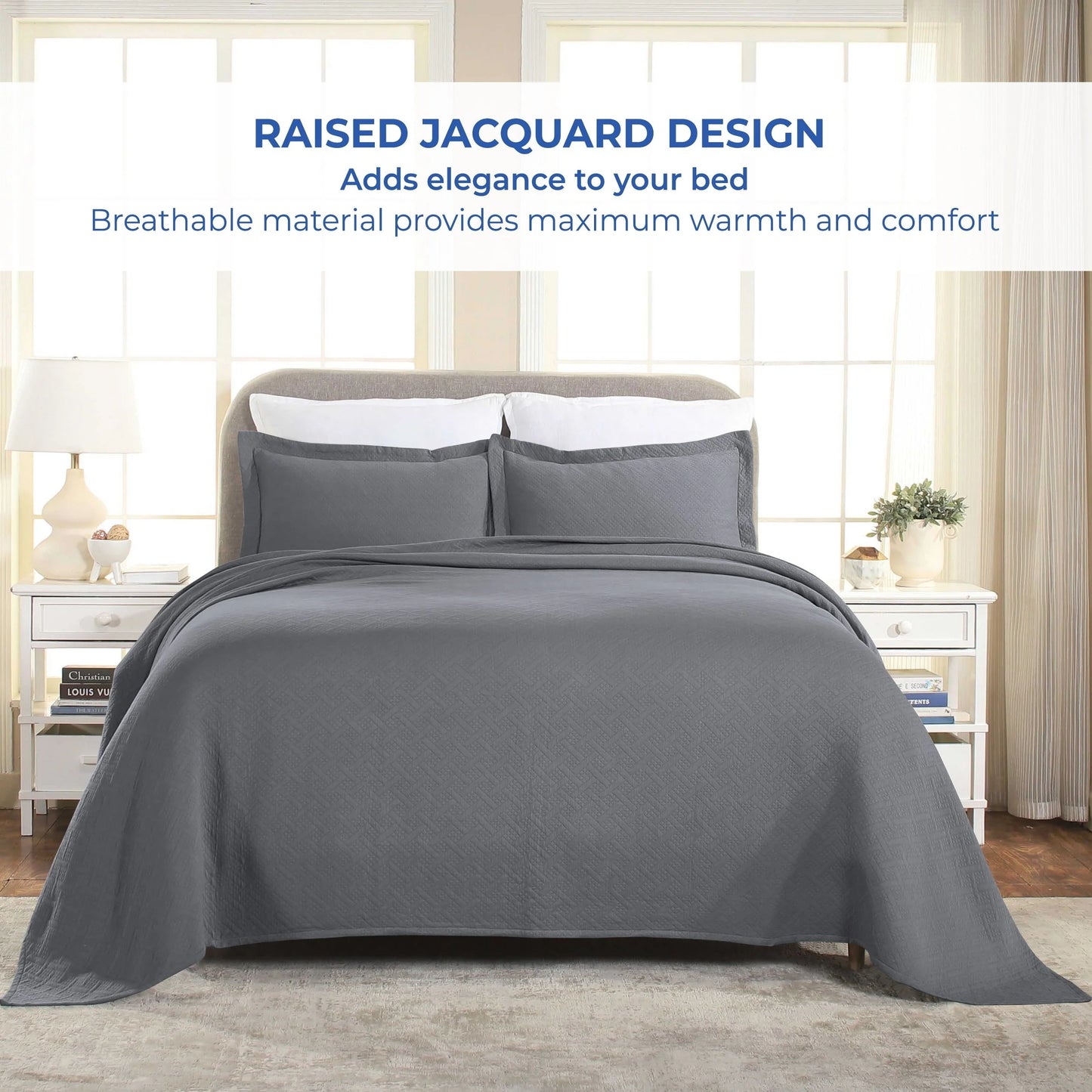 Superior Basketweave Cotton Decorative Bedspread Set